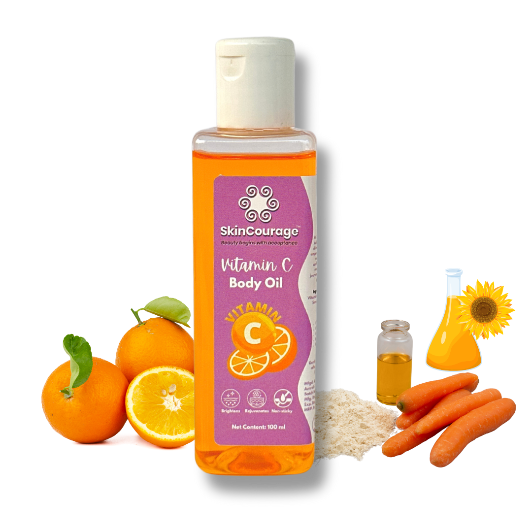 SkinCourage Vitamin C Body Oil | Intense Moisture & Instant Glow | Non Greasy & Lightweight | Refreshing Citrusy Fragrance | Soft & Nourished Skin | For All Skin types - 100ml