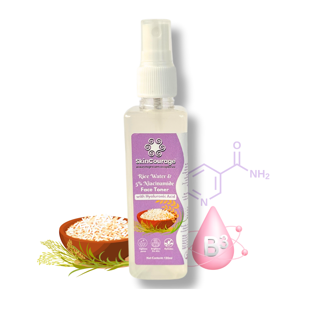 SkinCourage Rice Water & 5% Niacinamide Face Toner | With Rice Ferment Extract | Korean Face Toner Mist For Glass Skin | Hydrating and Pore tightening | For Men and Women | All Skin Types | 120ml