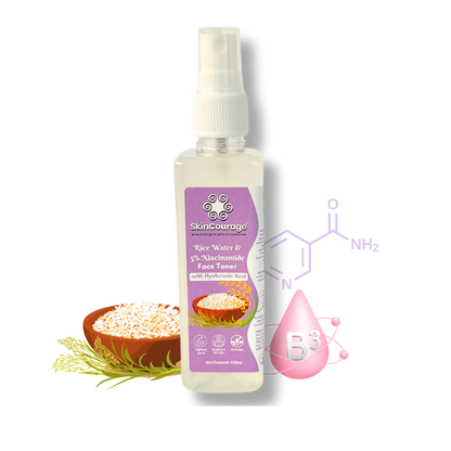 SkinCourage Rice Water & 5% Niacinamide Face Toner | With Rice Ferment Extract | Korean Face Toner Mist For Glass Skin | Hydrating and Pore tightening | For Men and Women | All Skin Types | 120ml