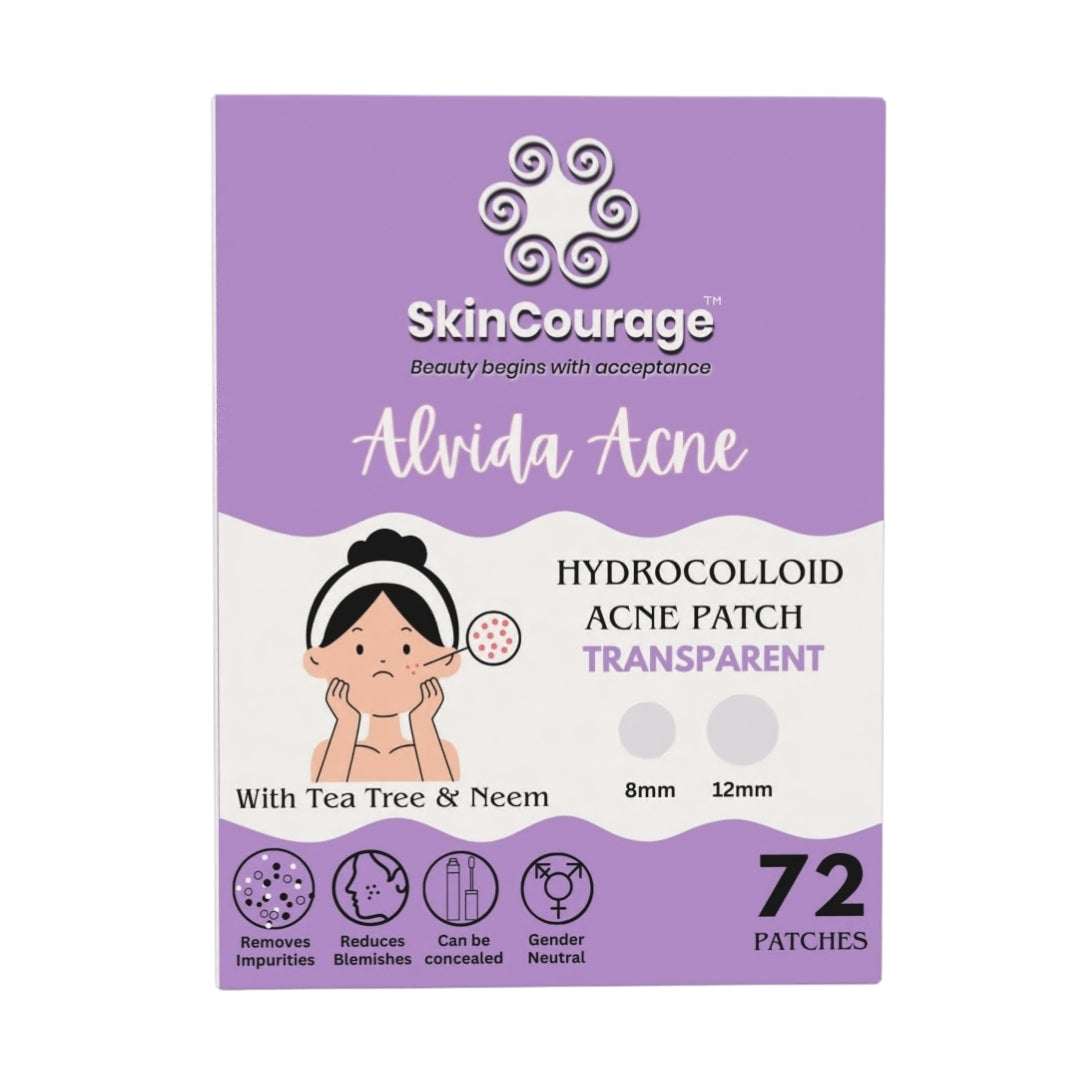 Alvida Acne - Hydrocolloid Acne Pimple Patches with Tea Tree, Neem & Salicylic Acid | 2 Sizes (72 dots)