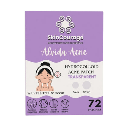 Alvida Acne - Hydrocolloid Acne Pimple Patches with Tea Tree, Neem & Salicylic Acid | 2 Sizes (72 dots)