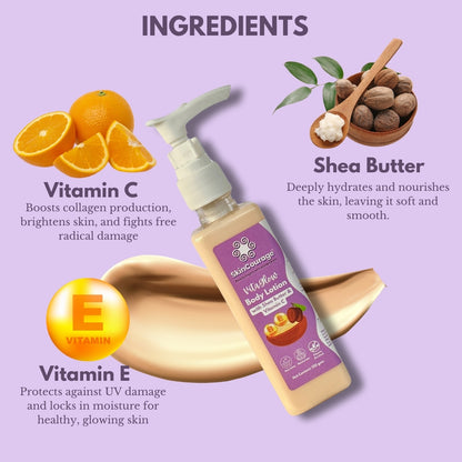 SkinCourage Body Lotion with Shea Butter & Vitamin C | Deeply moisturizing Body Lotion For Bright & Glowing Skin | All Skin Types | 120 gms