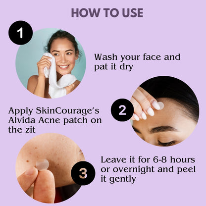 Alvida Acne - Hydrocolloid Acne Pimple Patches with Tea Tree, Neem & Salicylic Acid | 2 Sizes (72 dots)