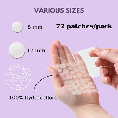 Alvida Acne - Hydrocolloid Acne Pimple Patches with Tea Tree, Neem & Salicylic Acid | 2 Sizes (72 dots)