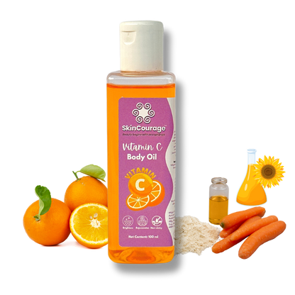 SkinCourage Vitamin C Body Oil | Intense Moisture & Instant Glow | Non Greasy & Lightweight | Refreshing Citrusy Fragrance | Soft & Nourished Skin | For All Skin types - 100ml